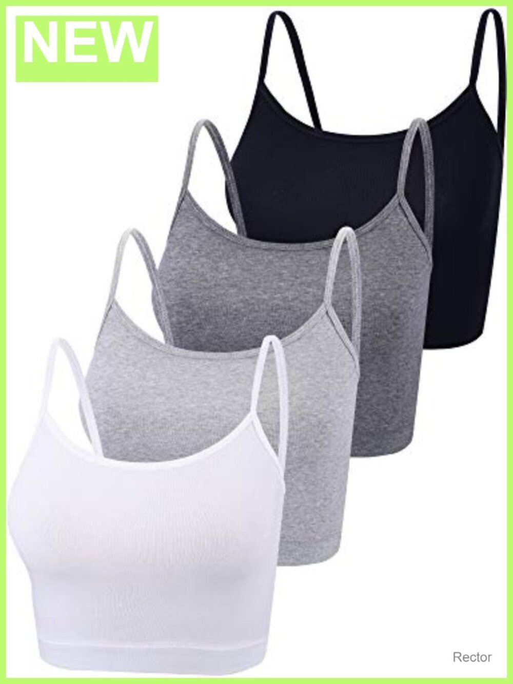 4 Pack Cropped Cami Tank Tops Cotton Spandex Scoop Neck Spaghetti Strap